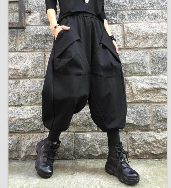 팬츠 배기 똥싼바지 스판 배기팬츠 짙은 배기바지 검은바지