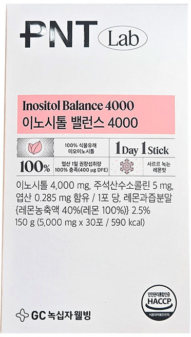 GC녹십자웰빙 PNT 이노시톨 밸런스 4000 30p, 150g, 1개