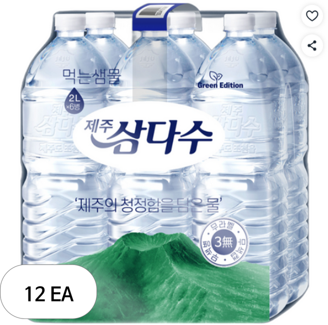 제주삼다수 그린 무라벨, 2L, 12개