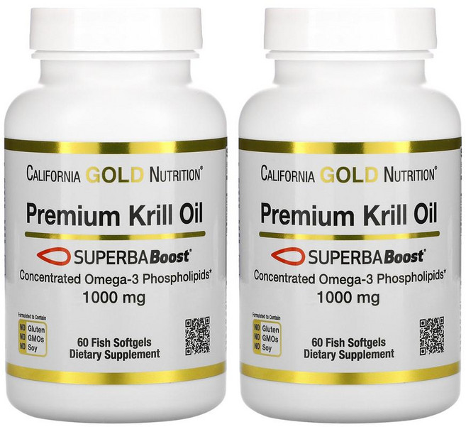 캘리포니아 골드 프리미엄 크릴 오일 오메가3 CGN CG땡 1000mg 60정 2통, 1개
