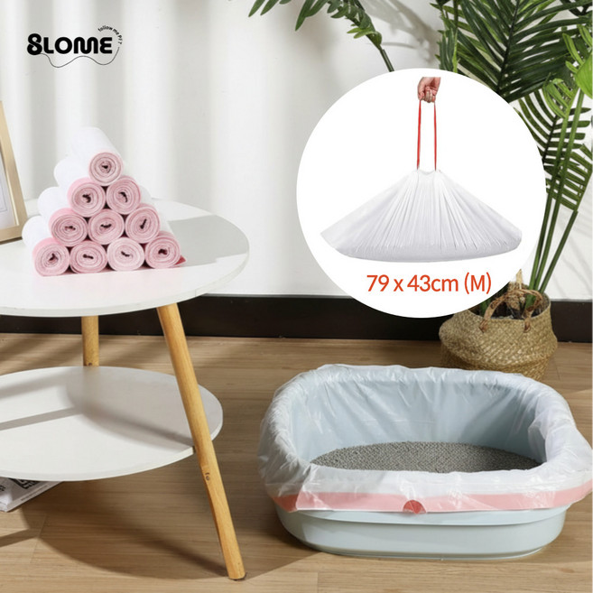 8LOME 고양이 화장실 라이너 더 튼튼한 모래 전체갈이 봉투 찢어짐방지, 1박스, 화이트핑크