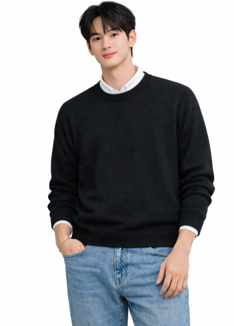 MS HOME 라운드 니트 긴팔 남성 빅사이즈