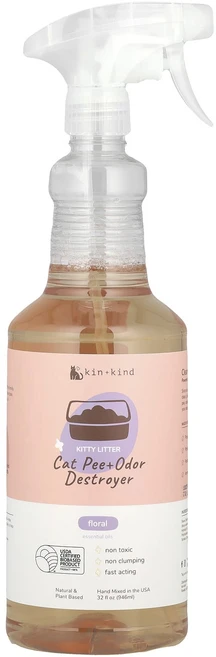 Kin+Kind 키티 리터 반려묘 소변 + 냄새 제거제 플로럴향 354ml(32fl oz), KinKind키티리터반려묘소변냄새제거제플로럴향354ml, 1개 - 쿠팡