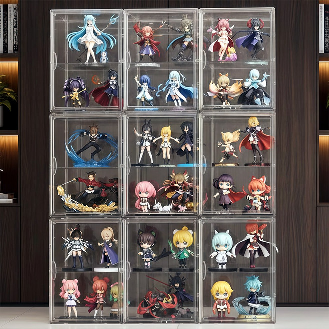 Curious Pony 피규어 장식장 투명 아크릴 케이스 대형 45*33*31.5cm, 4개