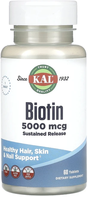 KAL 비오틴 서방형 5000mcg 60정, 1개 - 쿠팡