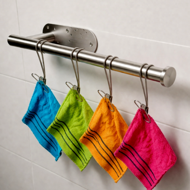 루디아셀 무타공 욕실 다용도 걸이대 스텐, 실버, 1개