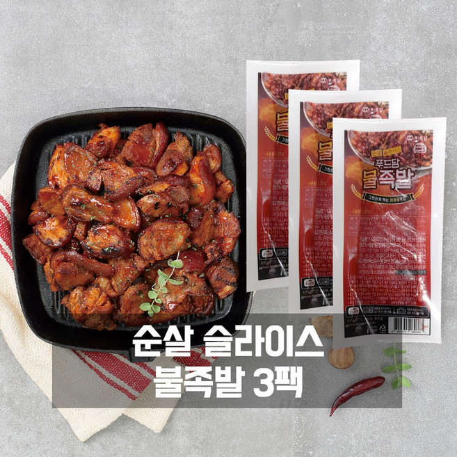 푸드담 순살 슬라이스 불족발 (냉동) /무뼈, 3팩, 200g