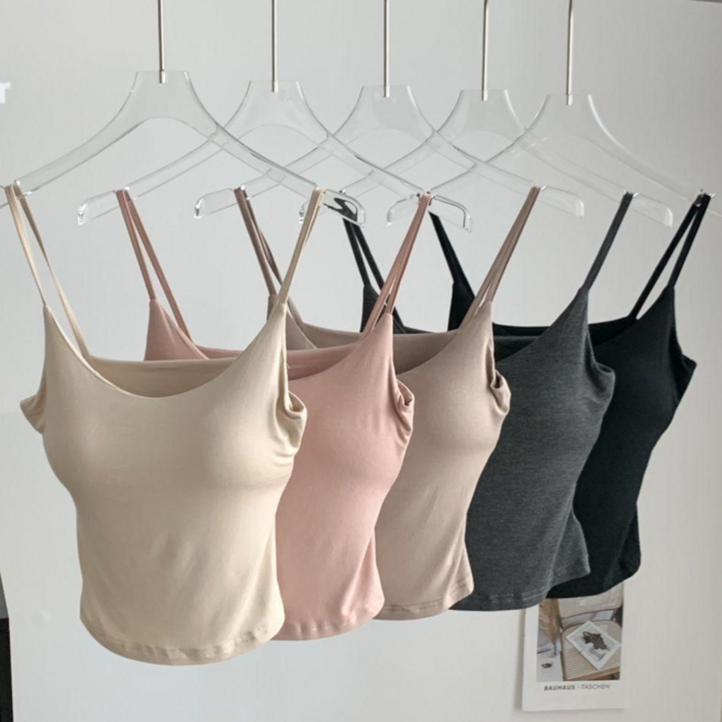 이수앤 여성 모달 실켓 캡내장 브라탑 런닝 나시 사계절 라운드넥