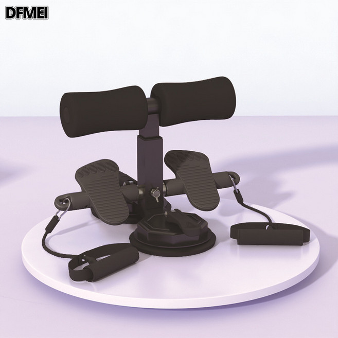 DFMEI 仰臥起坐輔助器中考專用卷腹器多功能拉力器家用帶吸盤健身器材, 参考详情, 漆黑二代雙吸盤-腳丫款
