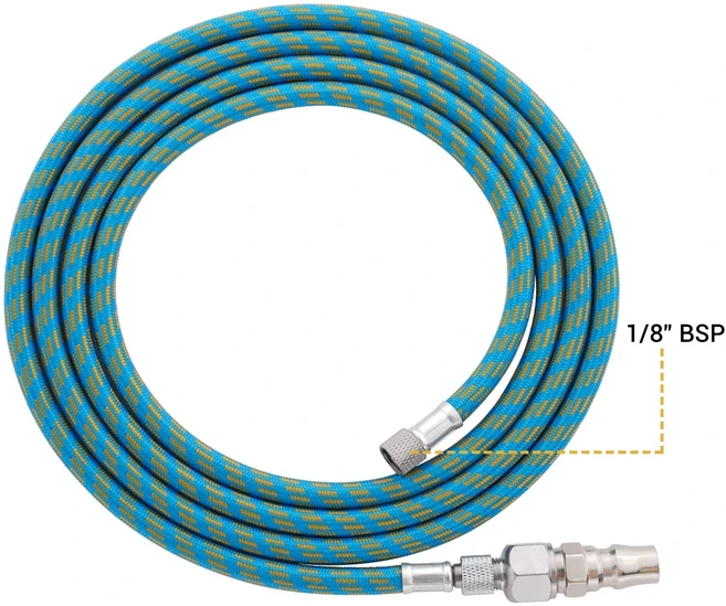 표준 1/8"x1.8m(5.9ft) 크기의 전문 나일론 편조 에어브러시 호스(한쪽 끝에 맞춤) 에어 DIY용 1/8인치, 07 black air hose3