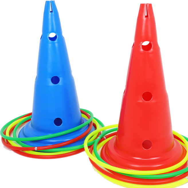 고리던지기세트 링던지기 유아체육교구 칼라콘 꼬칼콘 반환점 체육대회용품, RED, 1세트