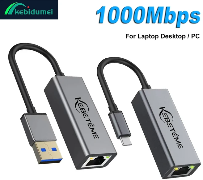 케비두메이 1000Mbps USB 이더넷 어댑터 3.0 네트워크 카드 - RJ45 랜 (PC 맥북 윈도우 10/11 샤오미용) 케이블, USB 100Mbps, 1, USB 100Mbps