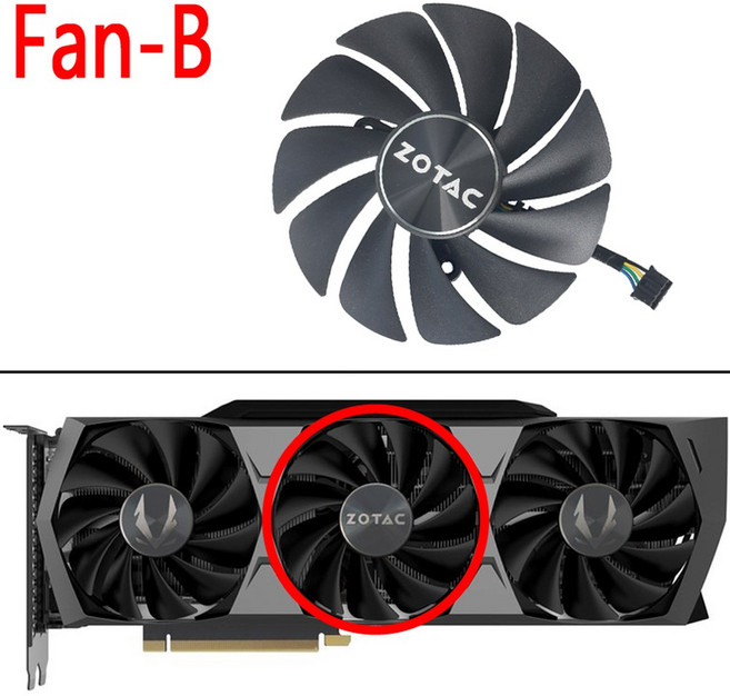 ZOTAC RTX 3070 3080 3090 Trinity OC 그래픽 카드 냉각 87MM GA92S2U 3070Ti 3080Ti 쿨러 교체, Fan - B