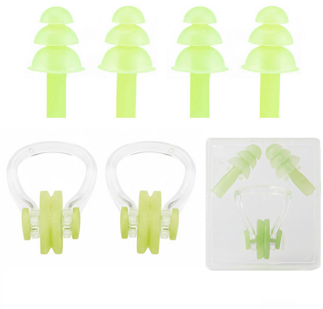 SWM 수영귀마개 수영코마개 물놀이 수영 잠수, 그린, 3세트