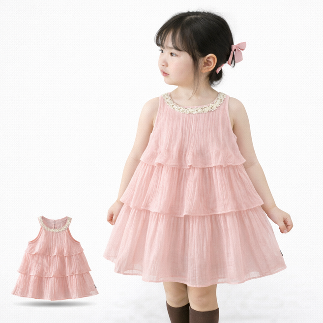 여아 여름 원피스 공주풍 퍼프소매 플로럴 나들이룩