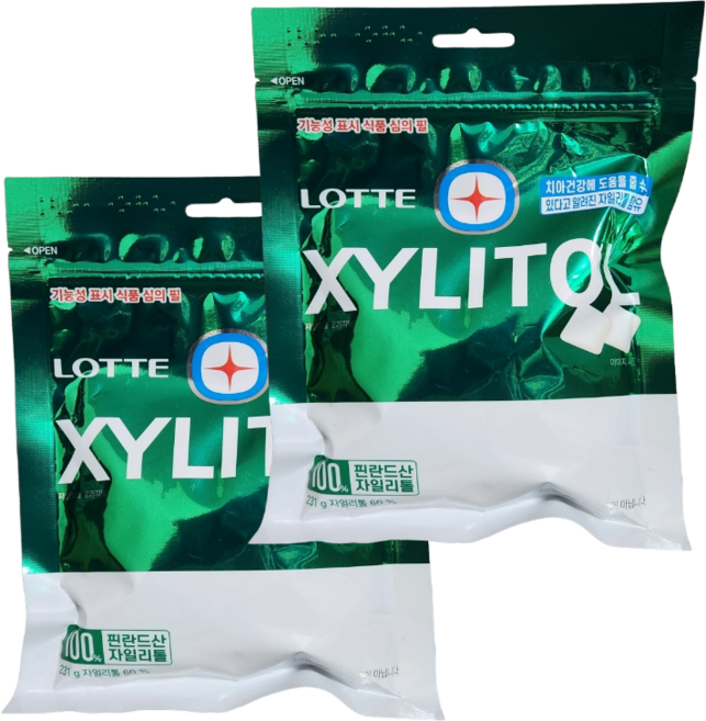롯데 자일리톨 오리지널 껌 리필 대용량231g x2봉 /자일리톨60% 우리 가족 양치 습관, 231g, 2개