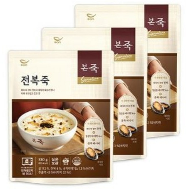 본죽 냉장 전복죽 271.5g 5+1컵, 330g, 11개