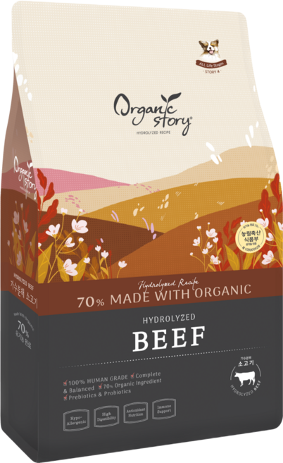 오가닉스토리 하이포알러제닉 가수분해 강아지 눈물 사료 소고기 2.4kg, 1개, 가수분해소