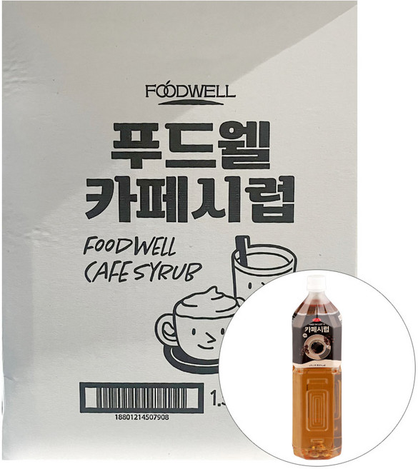 푸드웰카페시럽 1.5L㈜푸드웰 BOX(6), 6개, 1.5L