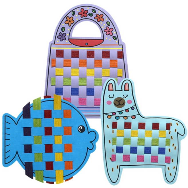 직조짜기 3종세트 미술재료 유아미술 어린이집수업 집에서할수있는놀이, B.가방 물고기 알파카, 1개