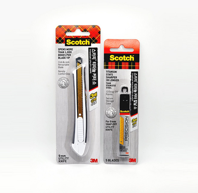 3M 티타늄커터(소)+커터날(소) 세트/커터칼/카타날, 1세트