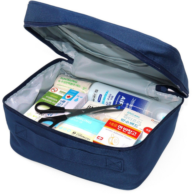 [케이솔루션] 구급가방 구급파우치 구급낭 12종세트(블루) 구급함 구급상자 세트 여행 응급키트, 1개