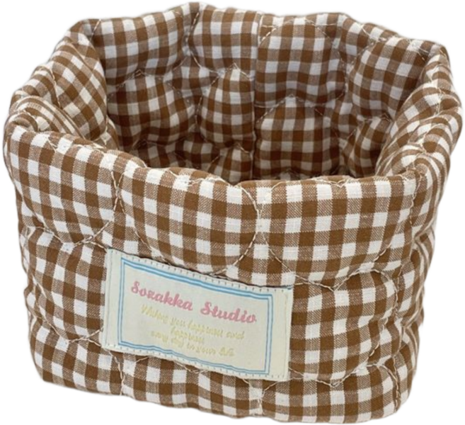 5종 체크 패브릭 수납 바구니, 05. 브라운(T10035), 1세트