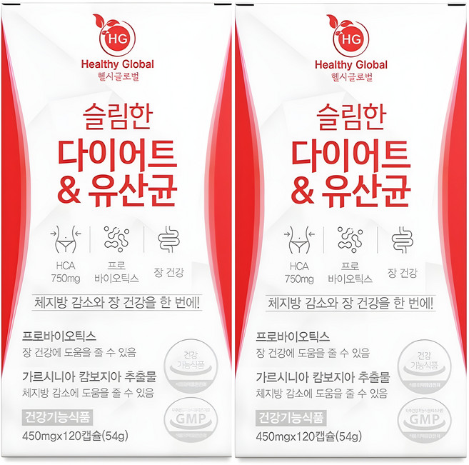 다이어트 유산균 가르시니아 슬림 체지방감소 장건강 유산균 식약처 식약청 인증, 2개, 120정