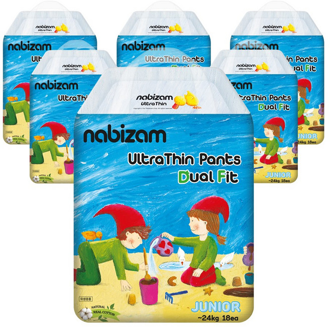 나비잠 울트라씬 듀얼핏 팬티 아동공용, 주니어형(Junior), 108매