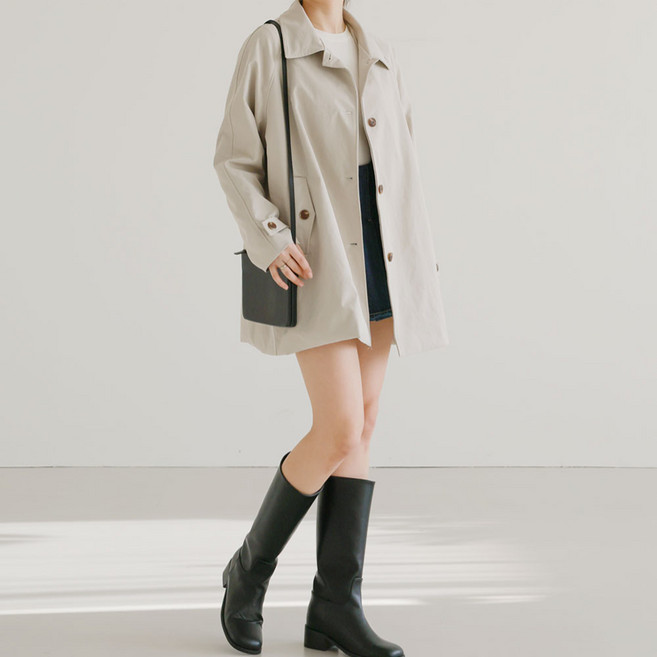 마론 베이직 싱글버튼 하프 트렌치 코트