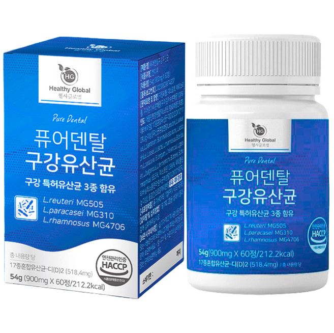 구강유산균 퓨어덴탈 구강 유래 덴탈 유산균, 1박스, 60정