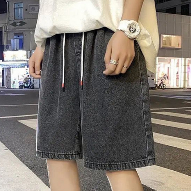 데일로엔 남자 와이드핏 5부 청 밴딩 반바지