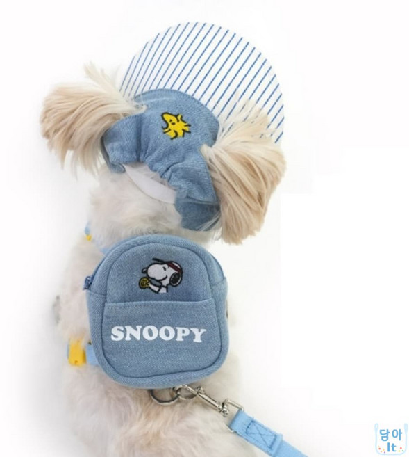 담아잇 패리스독 모자백팩하네스세트 피너츠데님S M 강아지산책리드줄