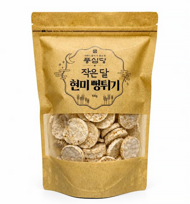 풍심당 국내산 현미 뻥튀기 떡뻥 저당간식 옛날 과자 회사 간식, 1개, 100g