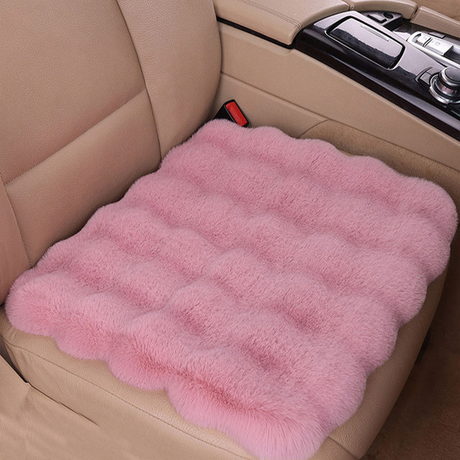 에너바디 자동차 차량용 겨울용 방한 따뜻한 시트쿠션 극세사 털방석 1P, 1개, 핑크