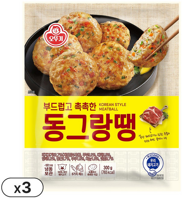 오뚜기 부드럽고촉촉한동그랑땡 300g 3개, 오뚜기 부드럽고촉촉한동그랑땡 300g, 3개
