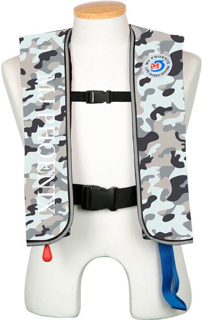 엠제이피닉스 레저용 D형 구명조끼 자동팽창 낚시조끼 낚시구명복 (도시어부 낚시조끼), MJP-10011(카모블루)