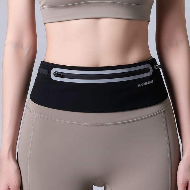 한성스포츠 고급형 러닝 벨트 심리스 와이드 플립 벨트, 블랙, 1개