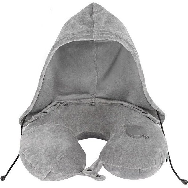 후드 여행용 목베개, 그레이