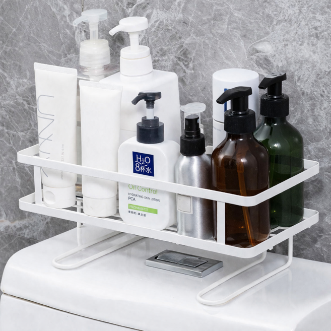 잘로몬 무타공 욕실 일자형 선반 정리대, 1개, 화이트