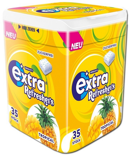 리글리 엑스트라 무설탕 츄잉껌 트로피컬 35개입, 1개