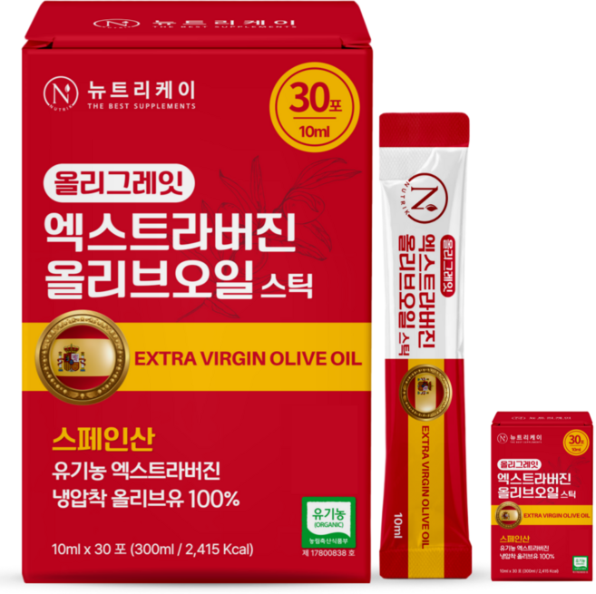 뉴트리케이 냉압착 엑스트라버진 올리브오일 스틱 올리그레잇 스페인 엑스트라버전, 60개, 10ml