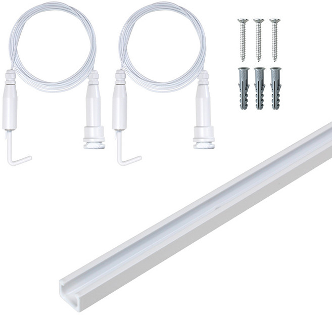 액자레일 90cm + 액자와이어걸이 2개입, 1세트, 화이트
