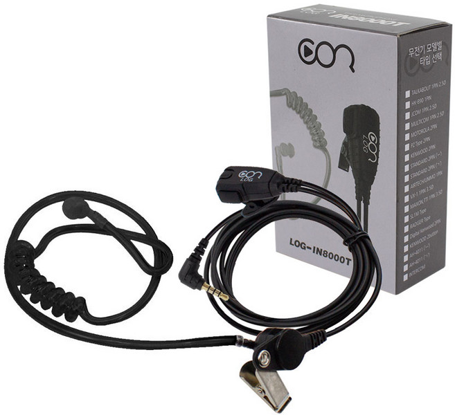 IDIS POWERTEL 라져 무전기 모든 시리즈 호환 올블랙 이어폰 로그 이어마이크 인이어 리시버