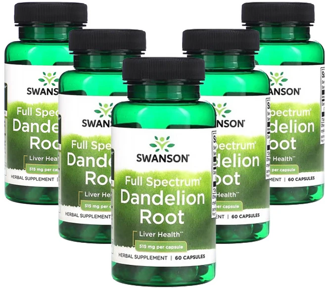 스완슨 풀스펙트럼 민들레 뿌리 515mg 60캡슐, 5개, 60정 - 쿠팡
