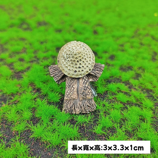 微景觀鄉村農家小配件 多肉盆栽裝飾 拍攝攝影園藝裝飾 農村石磨機場景, 1個, 斗笠蓑衣