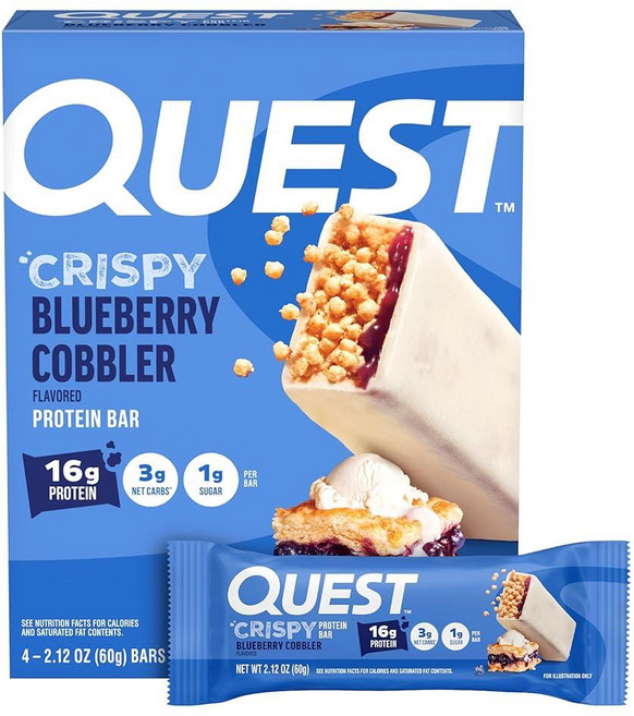 Quest 퀘스트 프로틴바 크리스피 초콜릿 피넛버터 54g 4팩, 2.12 Ounce (Pack of 4)