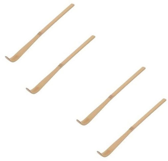 4개의 말차 스쿱 대나무 대나무 일본 차샤쿠 후크 녹차 스푼 다도 도구 티 스쿱 커피 차 에스프레소 18cm