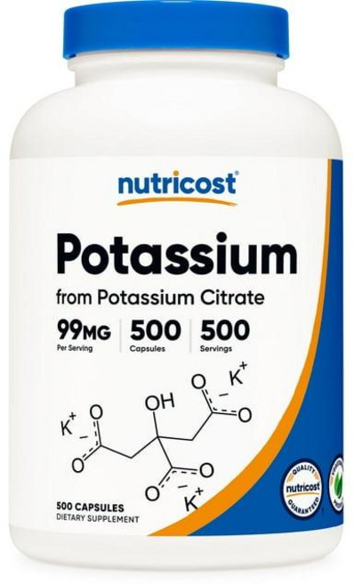 미국 뉴트리코스트 Nutricost Potassium Citrate 칼륨 시트레이트 99mg 캡슐, 2개, 500정