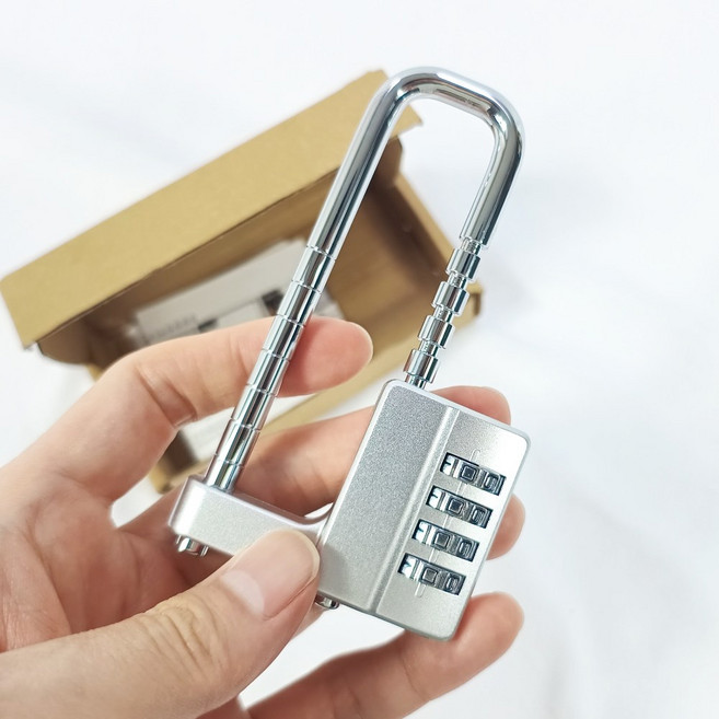 GUDOSSI 긴고리 번호 자물쇠 U자형 가변 길이 다이얼 자물쇠 은색, 1개